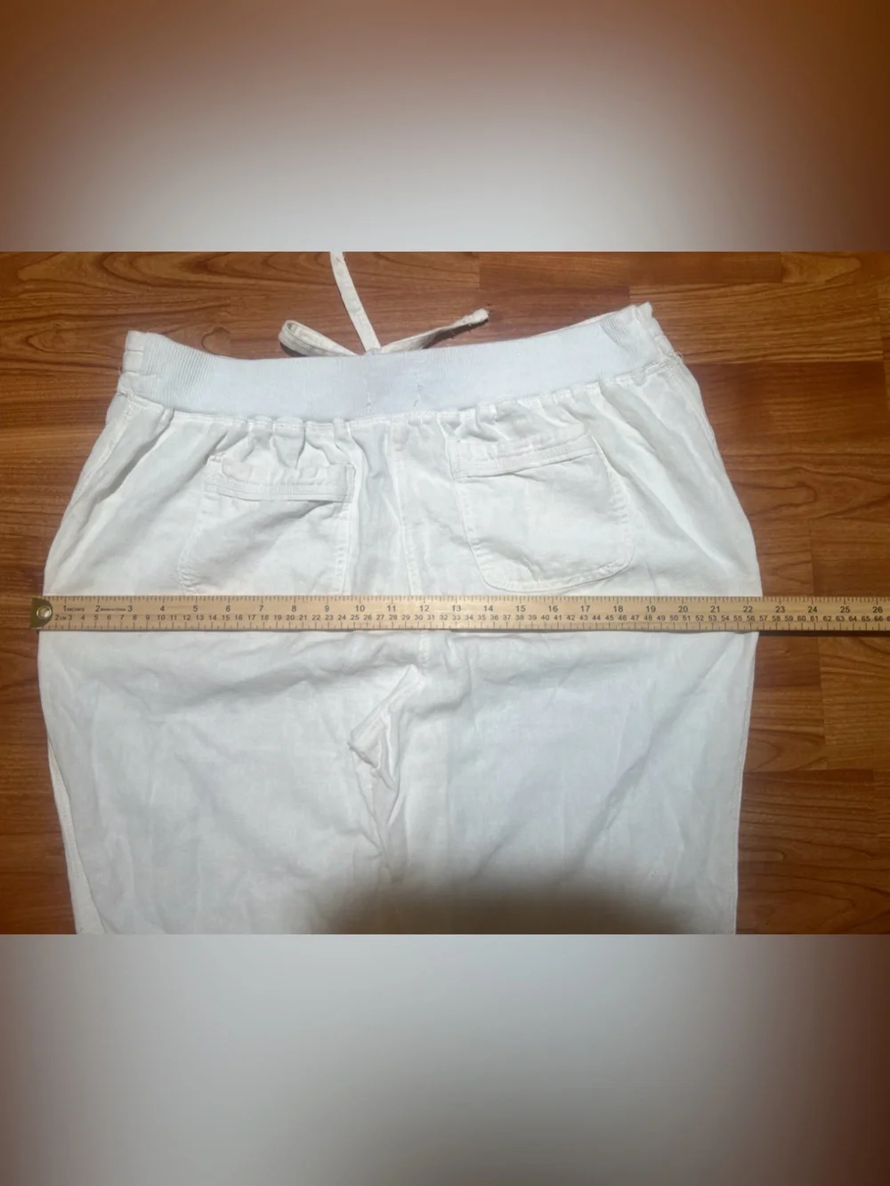 Per Se Linen Rayon Blend White Pull On Pants Size Large Elastic Waist - Picture 8 of 8